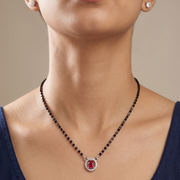 Elegant 925 Silver Antique Pink Pear Shape Diamond Mangalsutra
